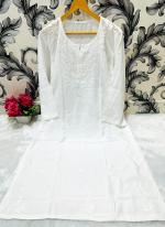 White Rayon Traditional Wear Lucknowi Kurti