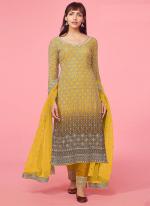 Yellow Faux Georgette Party Wear Embroidery Work Salwar Suit