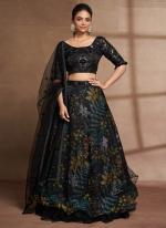 Organza Net Wedding Wear Sequins Work Black Lehenga Choli