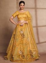 Yellow Organza Net Wedding Wear Sequins Work Lehenga Choli