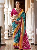 Firozi Pure Silk Traditional Wear Weaving Saree