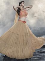 Beige Art Silk Traditional Wear Hand Work Lehenga Choli