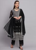 Black Faux Georgette Festival Wear Embroidery Work Readymade Salwar Suit