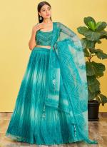 Blue Organza Wedding Wear Sequins Work Lehenga Choli