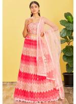 Pink Organza Wedding Wear Sequins Work Lehenga Choli