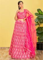 Pink Organza Wedding Wear Sequins Work Lehenga Choli