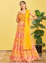 Yellow Organza Wedding Wear Sequins Work Lehenga Choli