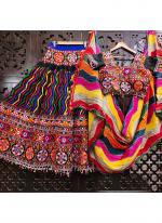 Black Chinnon Navratri Wear Embroidery Work Ready To Wear Lehenga Choli