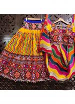 Yellow Chinnon Navratri Wear Embroidery Work Ready To Wear Lehenga Choli