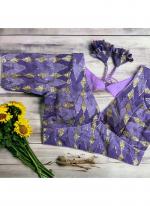 Purple Chinnon Traditional Wear Printed Work Blouse