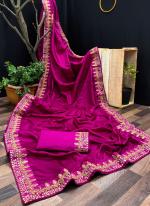 Purple Vichitra Silk Party Wear Border Work Saree