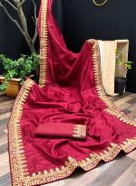 Rani Vichitra Silk Party Wear Border Work Saree