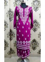 Purple Rayon Traditional Wear Lucknowi Kurti With Palazzo