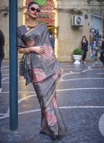 Grey Poly Viscose Festival Wear Weaving Saree