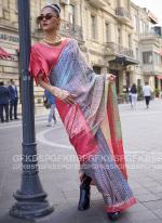 Pink Poly Viscose Festival Wear Weaving Saree