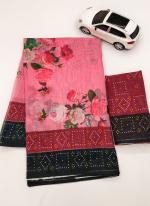 Pink Linen Daily Wear Digital Printed Saree