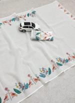 White Blue Linen Daily Wear Digital Printed Saree