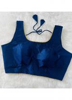 Blue Phantom Silk Casual Wear Lace Work Blouse