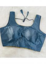 Blue Phantom Silk Casual Wear Lace Work Blouse