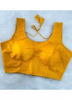 Mustard Phantom Silk Casual Wear Lace Work Blouse