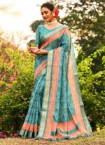 Sky Blue Tussar Silk Traditional Wear Weaving Saree