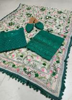 Bottle Green Cambric Cotton Festival Wear Chikankari Phulkari Suit