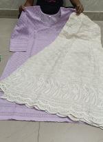 Lavender Cambric Cotton Festival Wear Chikankari Kurti With Sharara