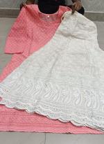 Pink Cambric Cotton Festival Wear Chikankari Kurti With Sharara
