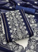 Navy blue Georgette Traditional Wear Lucknowi Work Dress Material