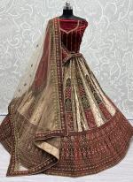 Beige Velvet Reception Wear Dori Work Lehenga Choli