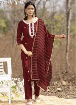 Maroon Pure Muslin Festival Wear Embroidery Work Readymade Salwar Suit