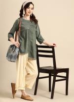 Grey Viscose Blend Casual Wear Embroidery Work Top