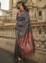 Grey Silk Party Wear Weaving Saree