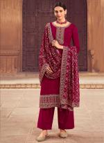 Violet Georgette Traditional Wear Embroidery Work Palazzo Suit