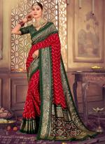 Red Dola Silk Festival Wear Printed Saree