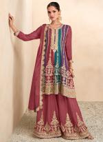 Pink Chinnon Wedding Wear Embroidery Work Salwar Suit