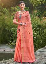 Gajri Linen Traditional Wear Weaving Saree