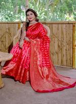 Red Soft Silk Festival Wear Weaving Saree