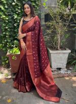 Maroon Soft Silk Festival Wear Weaving Saree