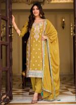 Yellow Chinnon Party Wear Embroidery Work Salwar Suit