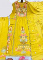 Yellow Faux Georgette Festival Wear Embroidery Work Readymade Pakistani Suit
