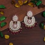 Purple Meenakari Kundan Chand Earrings