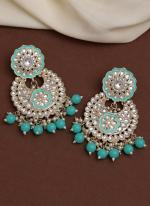 Rama Green Kundan Meena Earrings