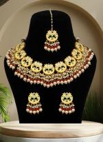 Cream Brass Meenakari Choker Necklace Set