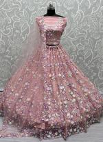 Pink Net Wedding Wear Sequins Work Lehenga Choli