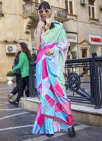 Multi Color Crepe Silk Party Wear Digital Printed Saree