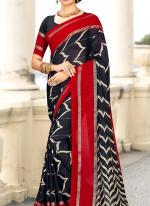 Black Doll Moss Casual Wear Foil Printed Saree