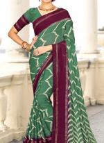 Green Doll Moss Casual Wear Foil Printed Saree