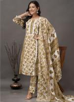 Beige Rayon Cotton Festival Wear Embroidery Work Readymade Salwar Suit