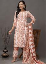 Peach Rayon Cotton Festival Wear Embroidery Work Readymade Salwar Suit